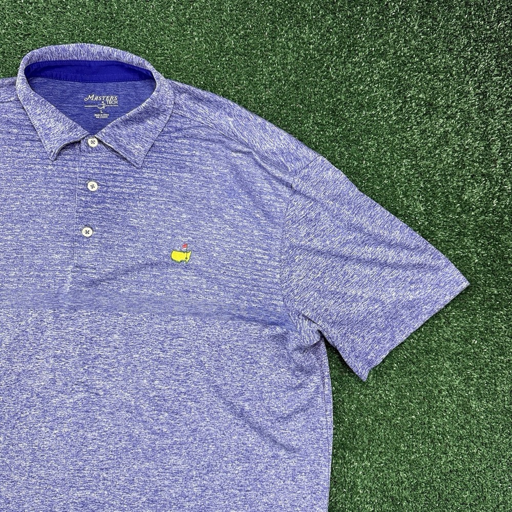 Masters Tech Golf Men's Short Sleeve Polo Shirt Size Large Blue Stretch